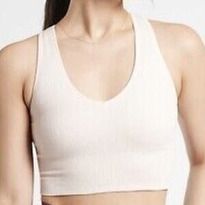 Athleta Aurora Crop Rib Tank Light Gray Women's Size XXS New With Tags Condition